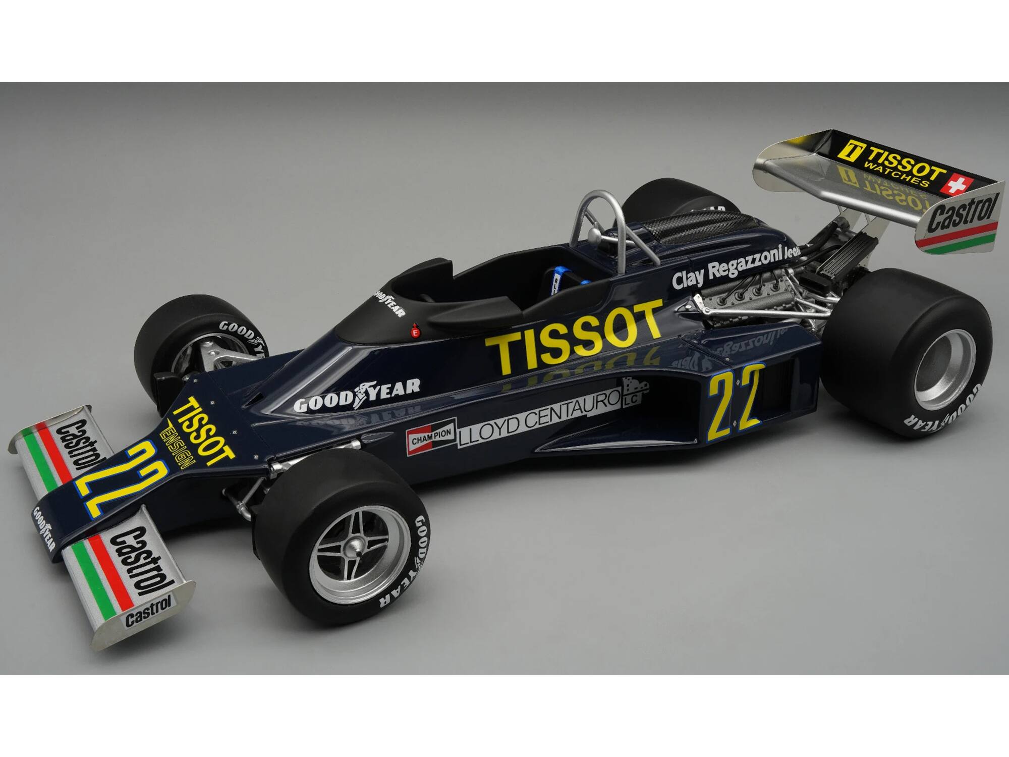 GOOD YEAR Castrol Castrol  
TISSOT 22  
Clay Regazzoni  
TISSOT WATCHES  
Castrol  
GOOD YEAR  
LLOYD CENTAURO  
CHAMPION  
Castrol  
TISSOT  
Castrol  
GOOD YEAR