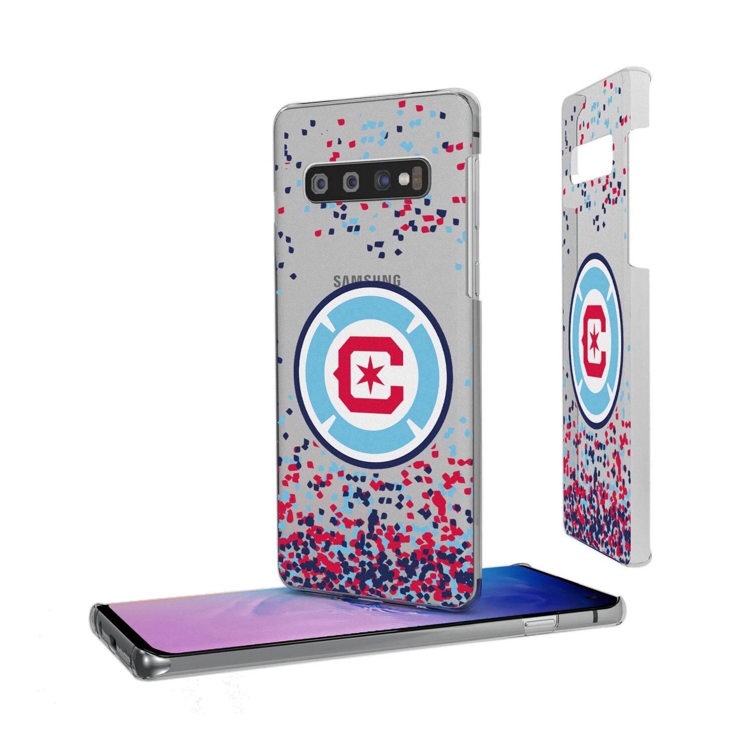 Alt View 1. Keyscaper - Chicago Fire Galaxy Confetti Clear Case - S22 Plus - Multicolor.