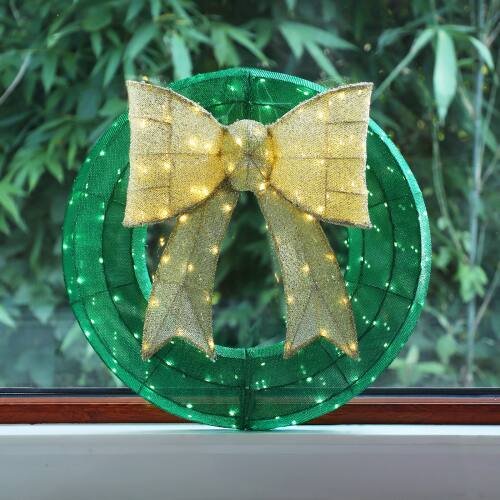 Alt View 7. Winado - 24in Pre Lit Christmas Wreath Garland with Lights, Golden Bows Ornaments for Indoor Outdoor Doorway Party Decorations - Multicolor.