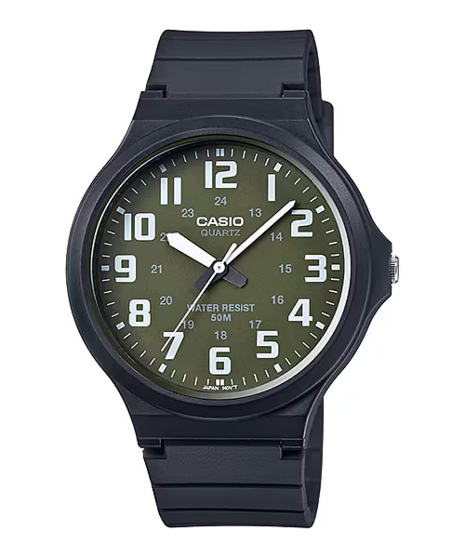 Casio - Men’s Watch with Military Green Dial - MW-240-3BVDF - Black
