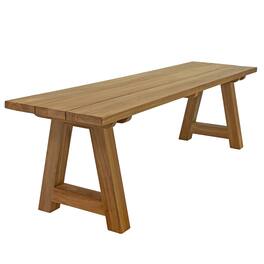 Sunnydaze - Wooden Teak Trestle Outdoor Bench for Patio, 60” L, Rustic - Brown
