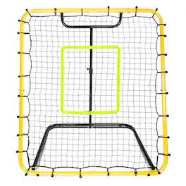 PlayaPut - Baseball Rebounder Net 4 x 4.5 FT Baseball Training Equipment Baseball Bounce Back Net with 5 Ball Return Angles - Yellow