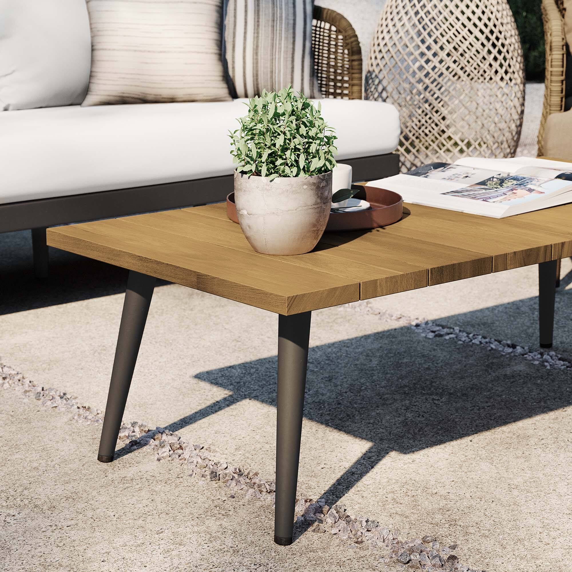 Back. Modway - Meadow Outdoor Patio Teak Wood Coffee Table by Modway - Natural Taupe.