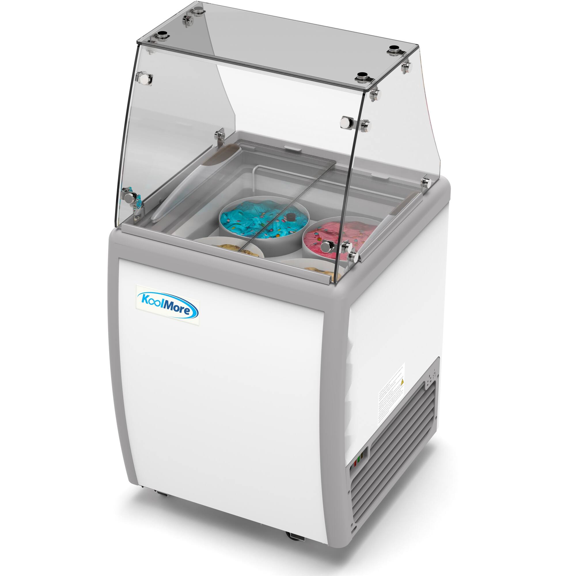 Front. Koolmore - 26 in. 4 Tub Ice Cream Dipping Cabinet Display Freezer with Sliding Glass Door and Sneeze Guard, 6 cu. ft. - White.