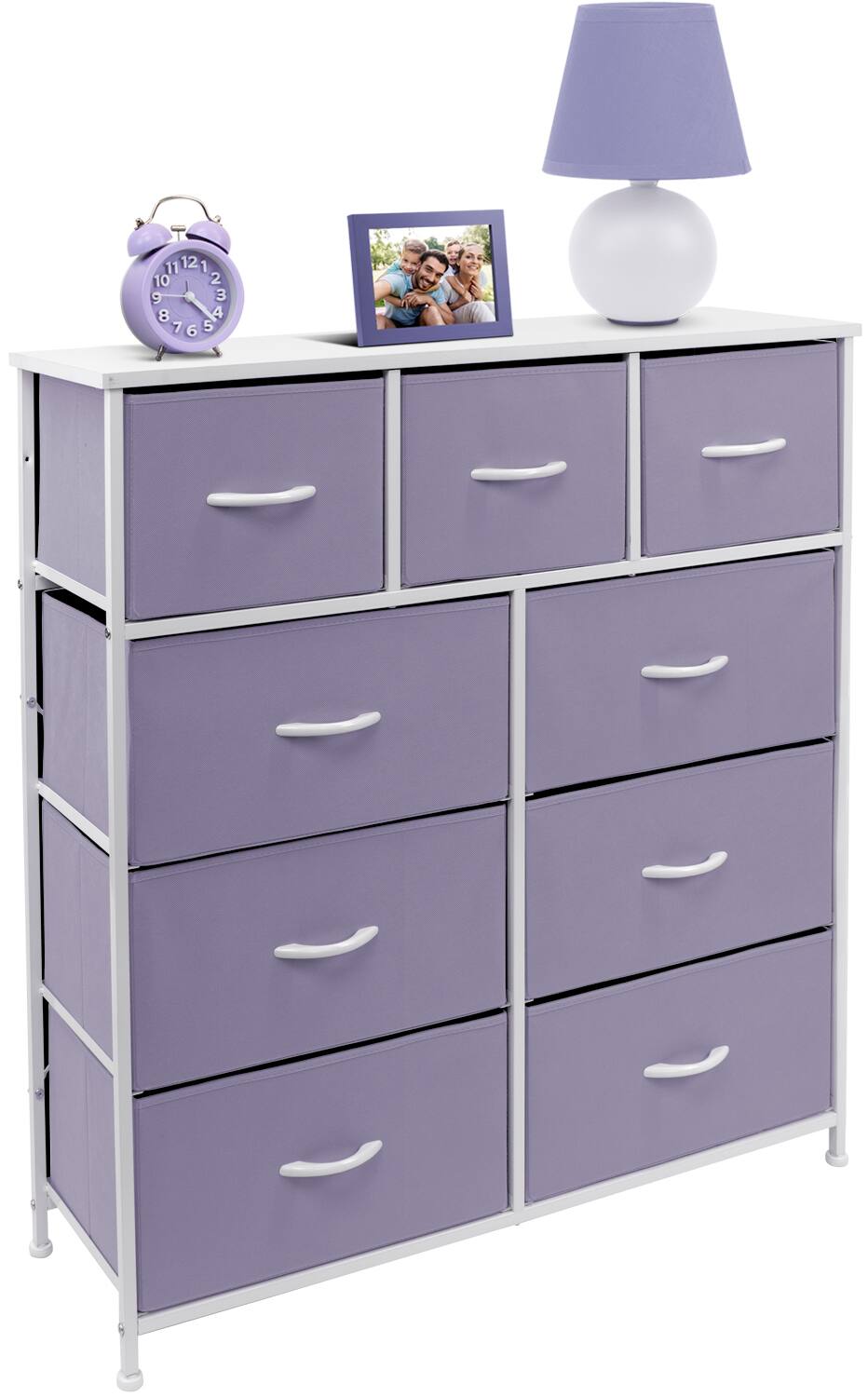 Alt View 3. Sorbus - Sorbus 9 Drawers Dresser - Furniture Storage for Bedroom, Closet, and More - Steel Frame, Wood Top, Fabric Bins - Purple.