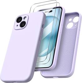 Ornarto - Designed for iPhone 15 Case with 2X Screen Protector, Liquid Silicone Protective Case 6.1" - Lilac