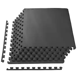 Everyday Essentials - BalanceFrom Fitness 24 Sq Ft Interlocking EVA Foam Exercise Mat Tiles - Black