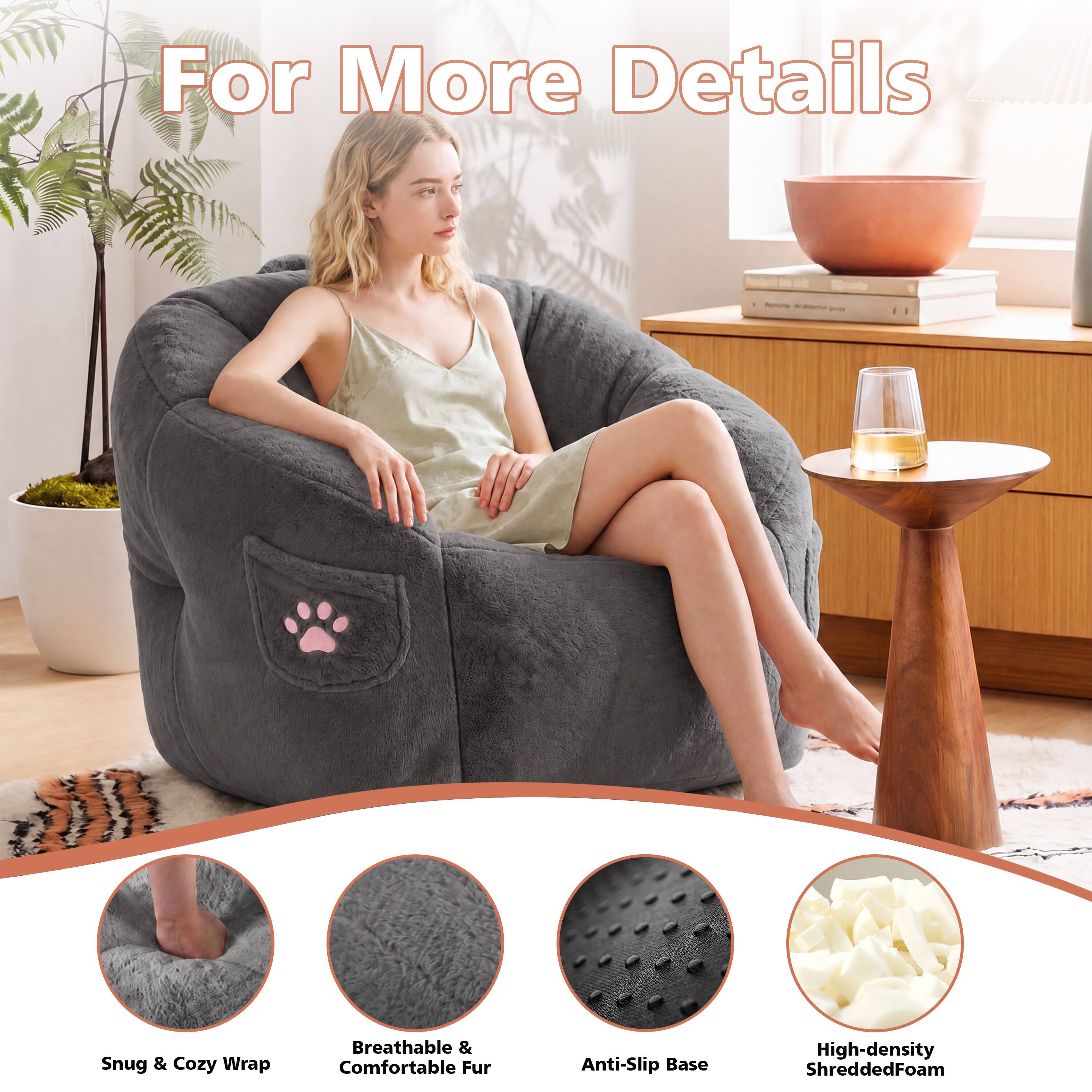 For More Details - Snug & Cozy Wrap, Breathable & Comfortable Fur, Anti-Slip Base, High-density Shredded Foam