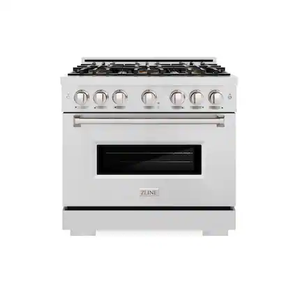 Front. ZLINE - 36 in. 5.2 cu. ft. Classic Freestanding Gas Range with 6 DuoPro Burners and Convection Oven in Satin Stainless Steel - Satin Stainless Steel.