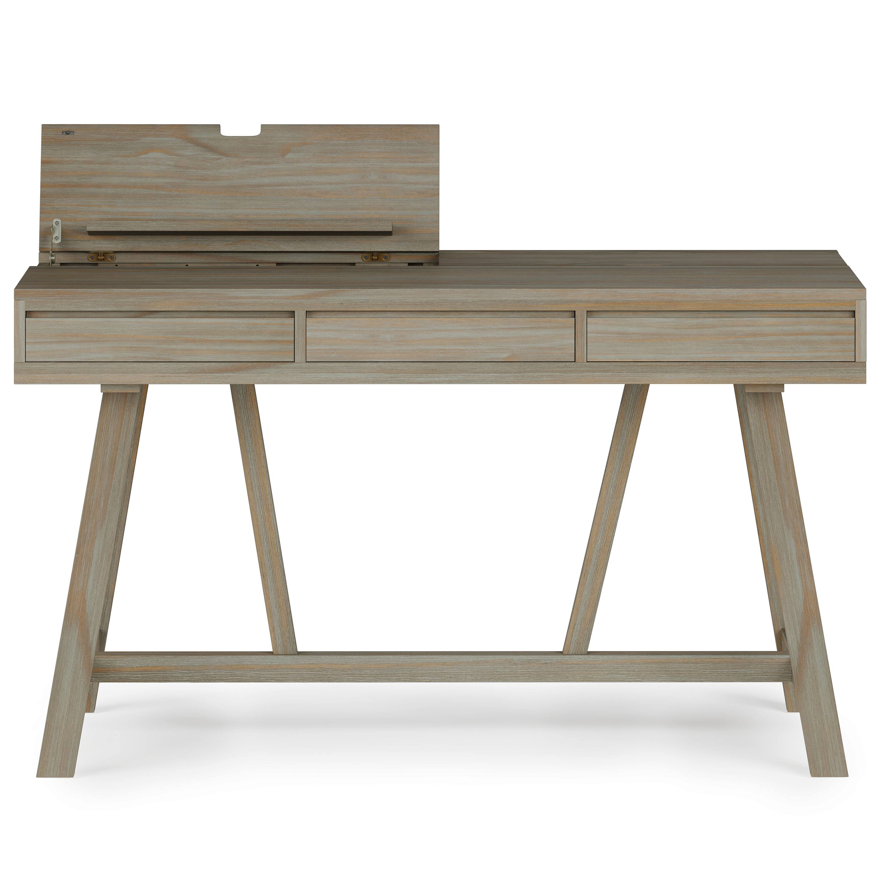 Left. Simpli Home - Bowman SOLID WOOD Modern Industrial 54 inch Wide Flip Up Desk in Distressed Grey - Distressed Grey.