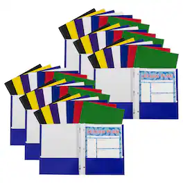 C-line - Two Pocket Paper Portfolios with Prongs Assorted Colors Pack of 48
