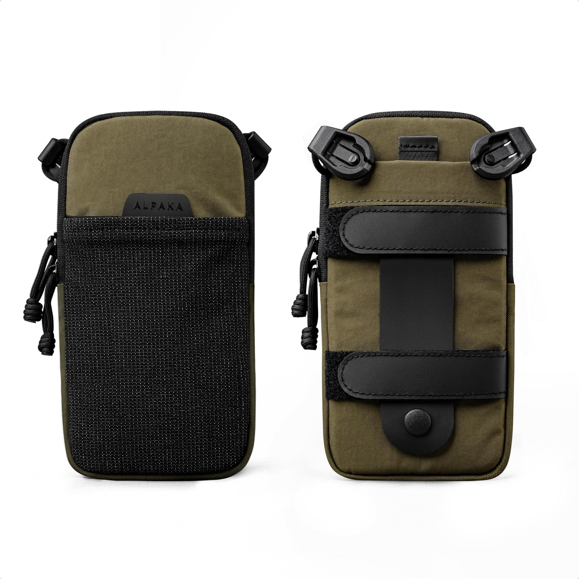 ALPAKA - Men’s Sling Bag & Belt Bag - Slim Crossbody Phone Sling with Card Sleeve and Phone Pocket - Green Axoflux 400D Washed Nylon