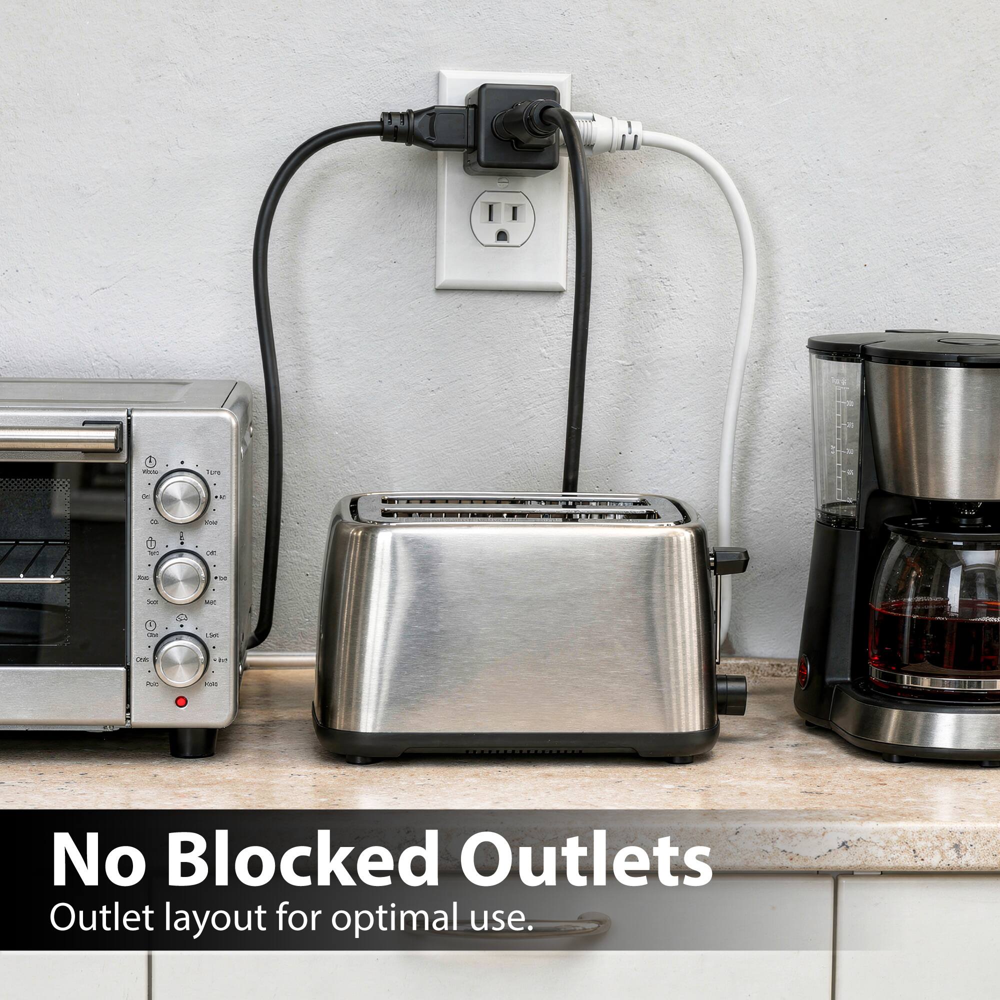 No Blocked Outlets  
Outlet layout for optimal use.