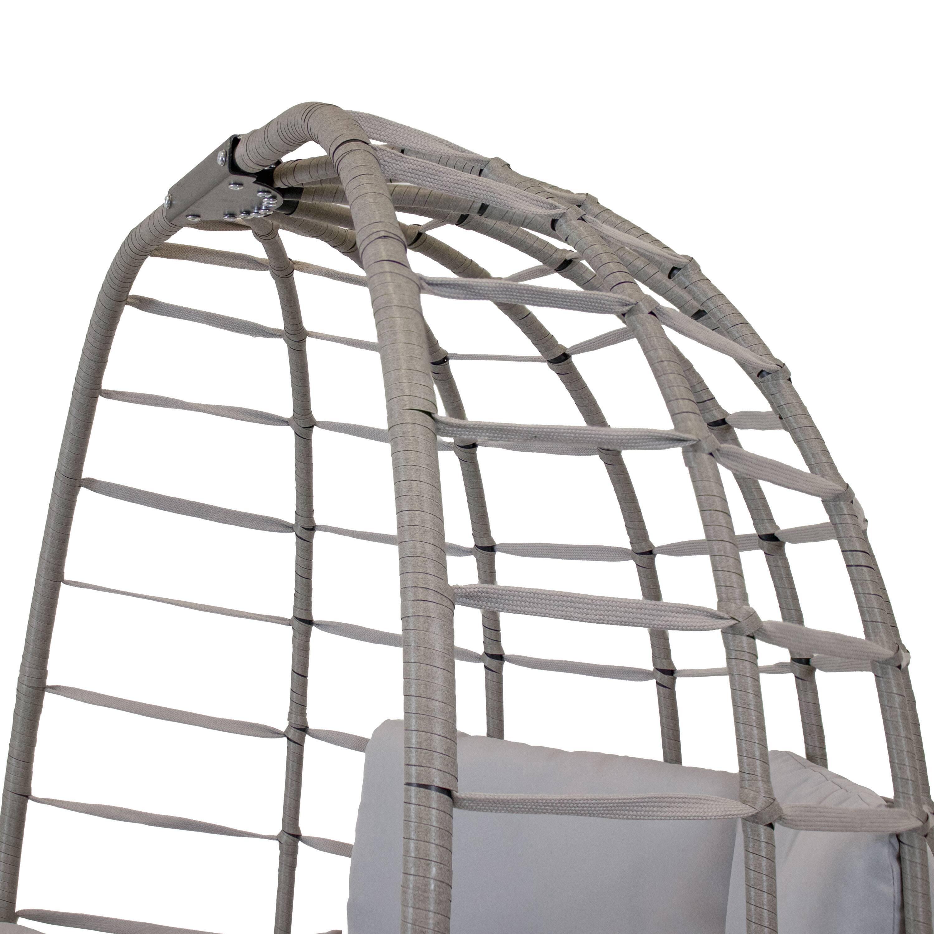 Alt View 9. Sunnydaze - Polyrattan Double Egg Chair Glider with Cushions and Pillows - Gray.