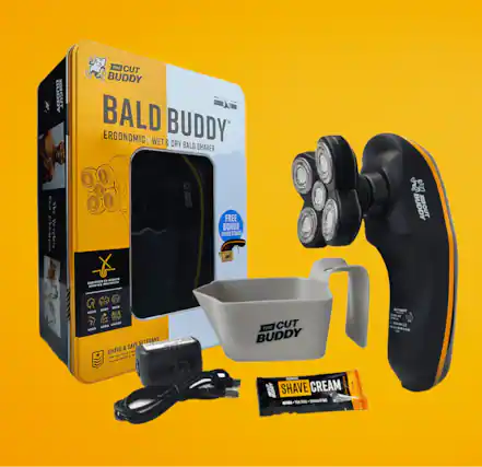 I HUDDY OGUL THE CUT BUDDY i BALD BUDDY ERGONOMIC WET & DRY BALD SHAVER Rair 154 ChLMPia BUDDY FREE BONUS RINSE STAND I BUDDY TUOES - mavis N ITET SRUFR tE man A L.dP G SAVE VEVETERANS SHAVE EE S m A .0 hasm marmal THE CUT BUDDY - - 5 -- u FOAIN 1 SHAVE CREAM - MA IL ENCALTPTES