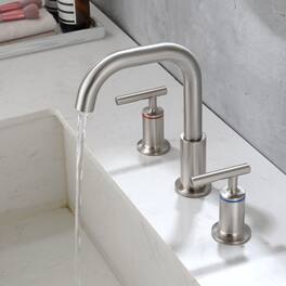 8 in Widespread Double Handle 1.2 GPM Bathroom Faucet with Quick Connect Hose and Water Supply Hose