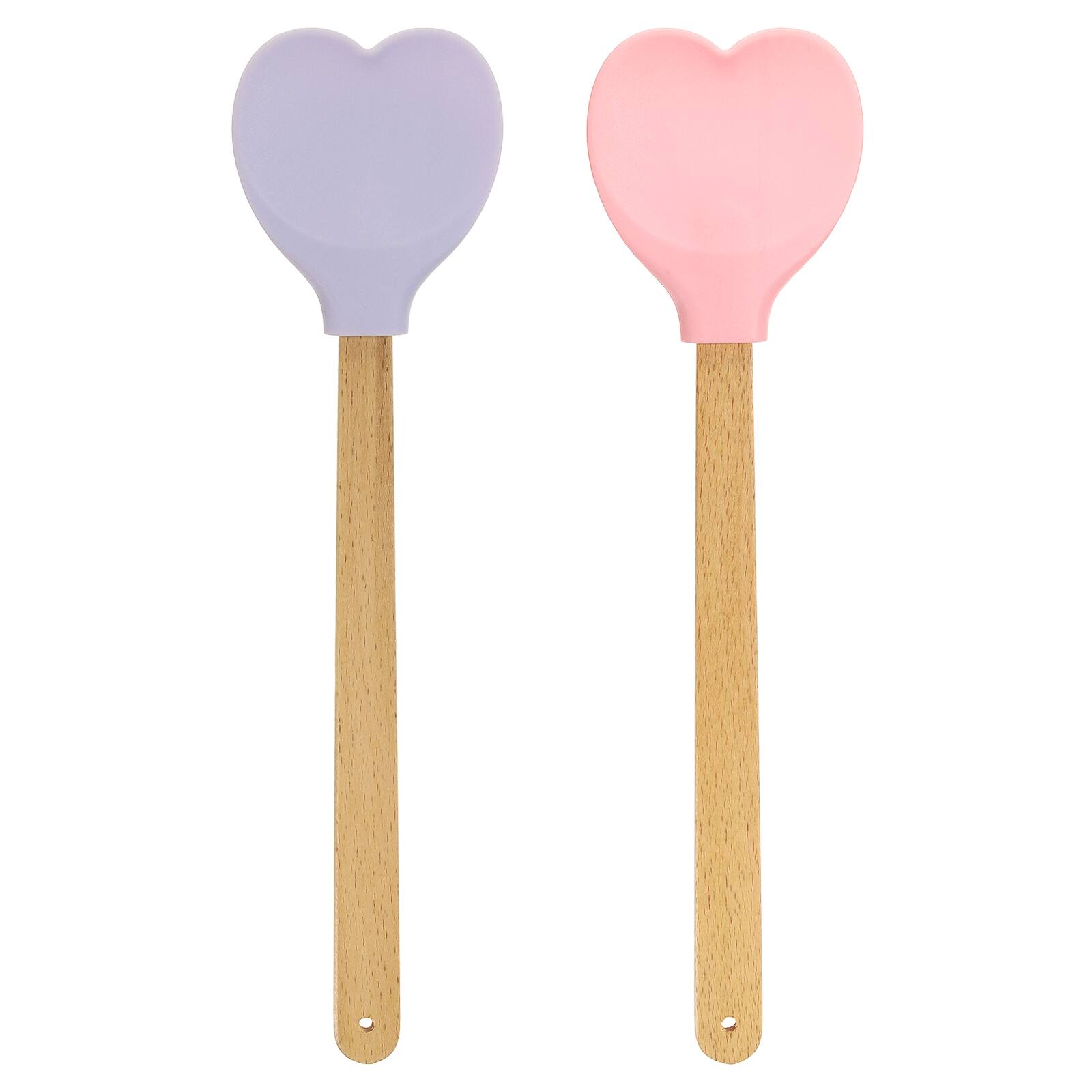 Unique Bargains - 1 Set Silicone Spatula w/ Wood Handle, Heart-Shaped Heat-Resistant Non-Stick Cake Scraper for Baking - Pink, Purple price history on PriceWatchPro