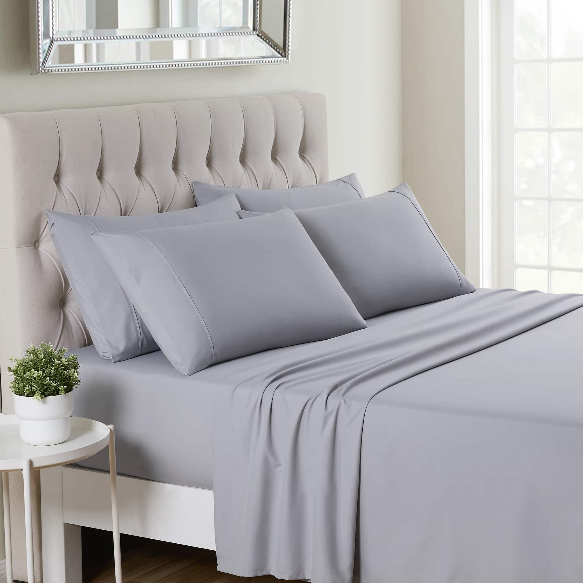 Sweet Home Collection - Deluxe Microfiber Sheet Set with Bonus Pillowcases, Ultra Soft 1500 Series, Twin - Silver