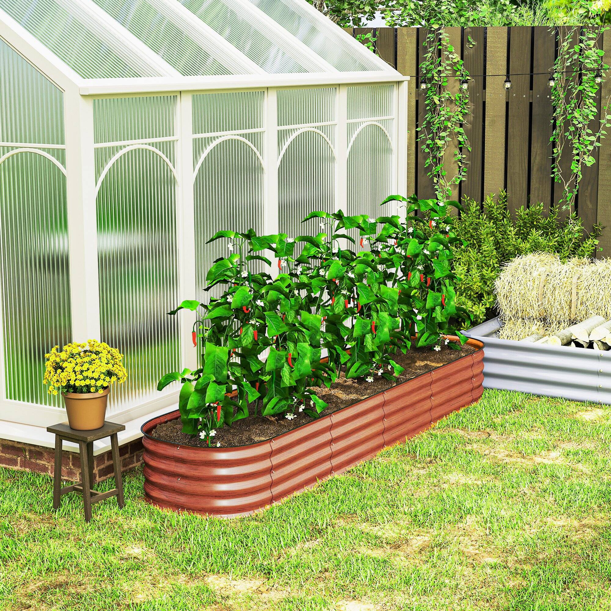 Alt View 8. Outsunny - x 2' x 1' Galvanized Raised Garden Bed Kit - Brown.