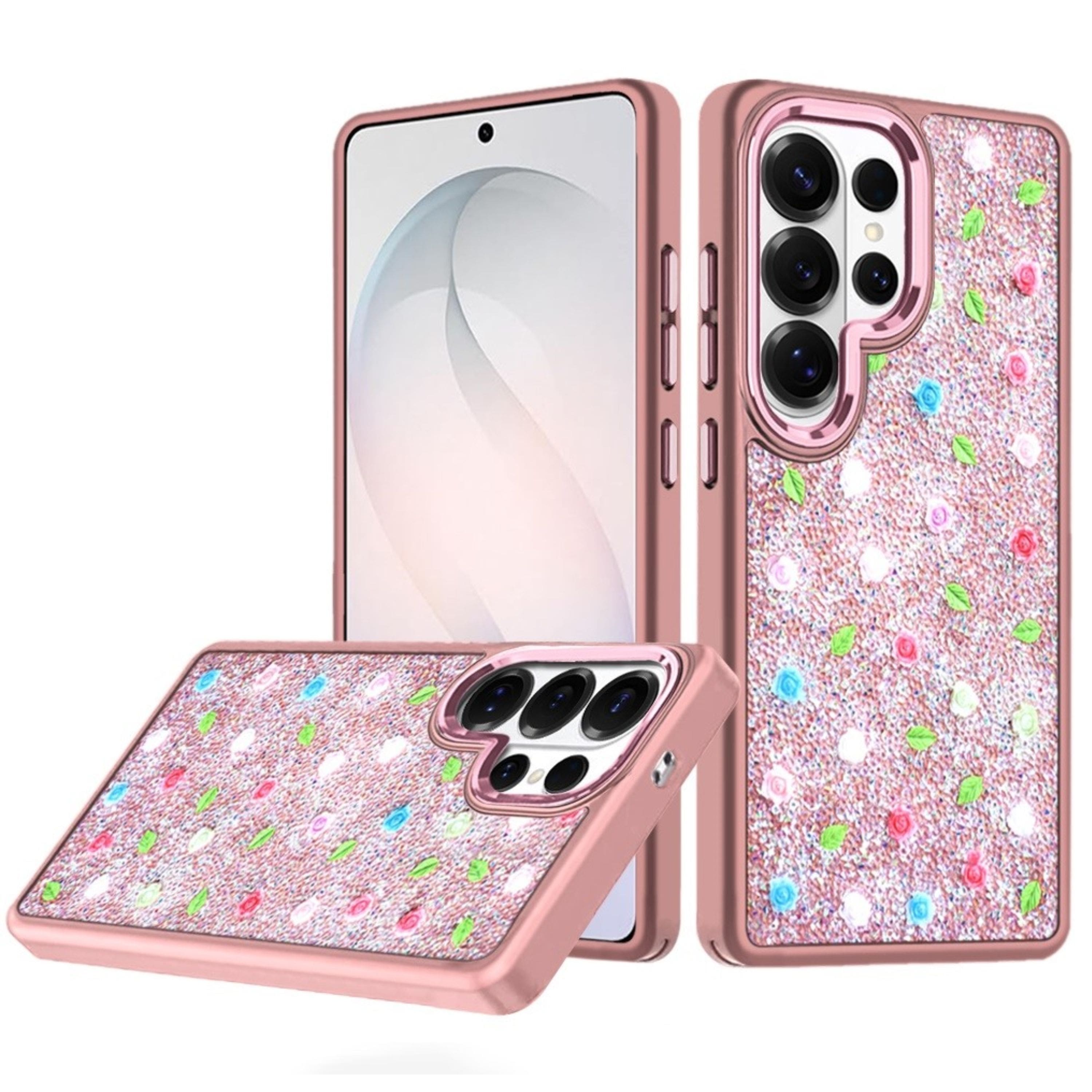 Kitcheniva - Bling Diamond With Tiny Roses Glitter Plus Tempered Glass For Samsung S26 Ultra - Rose Gold price history on PriceWatchPro