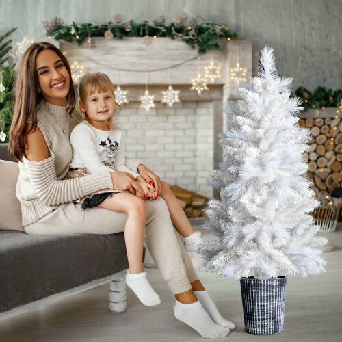 Alt View 10. Winado - 2PCS 4FT Artificial Christmas Flocked Small Tree with Plastic Pot Stand, Branch for Indoor Holiday Party Room Decoration - White.