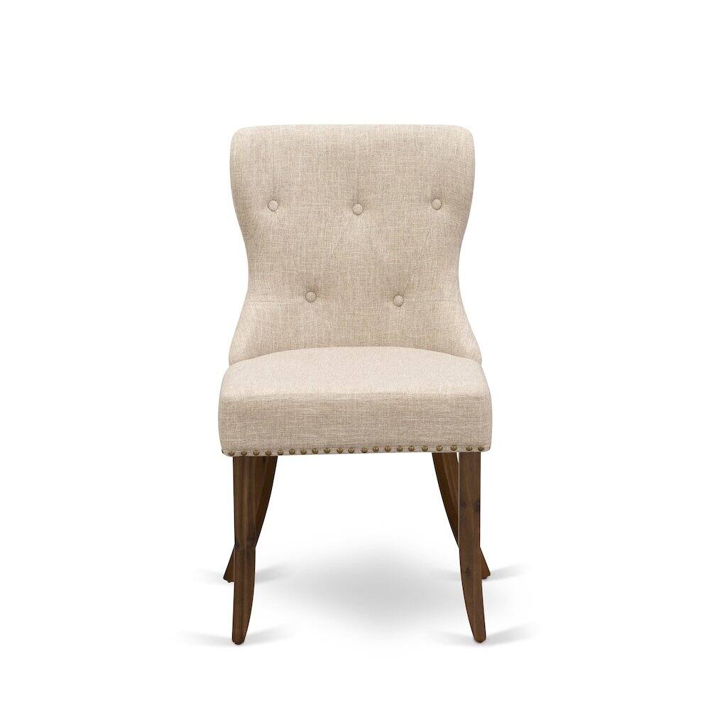 Alt View 1. East West Furniture - Set of 2 - Wood Chairs- Upholstered Dining Chairs Includes Antique Walnut Hardwood Frame - Brown.