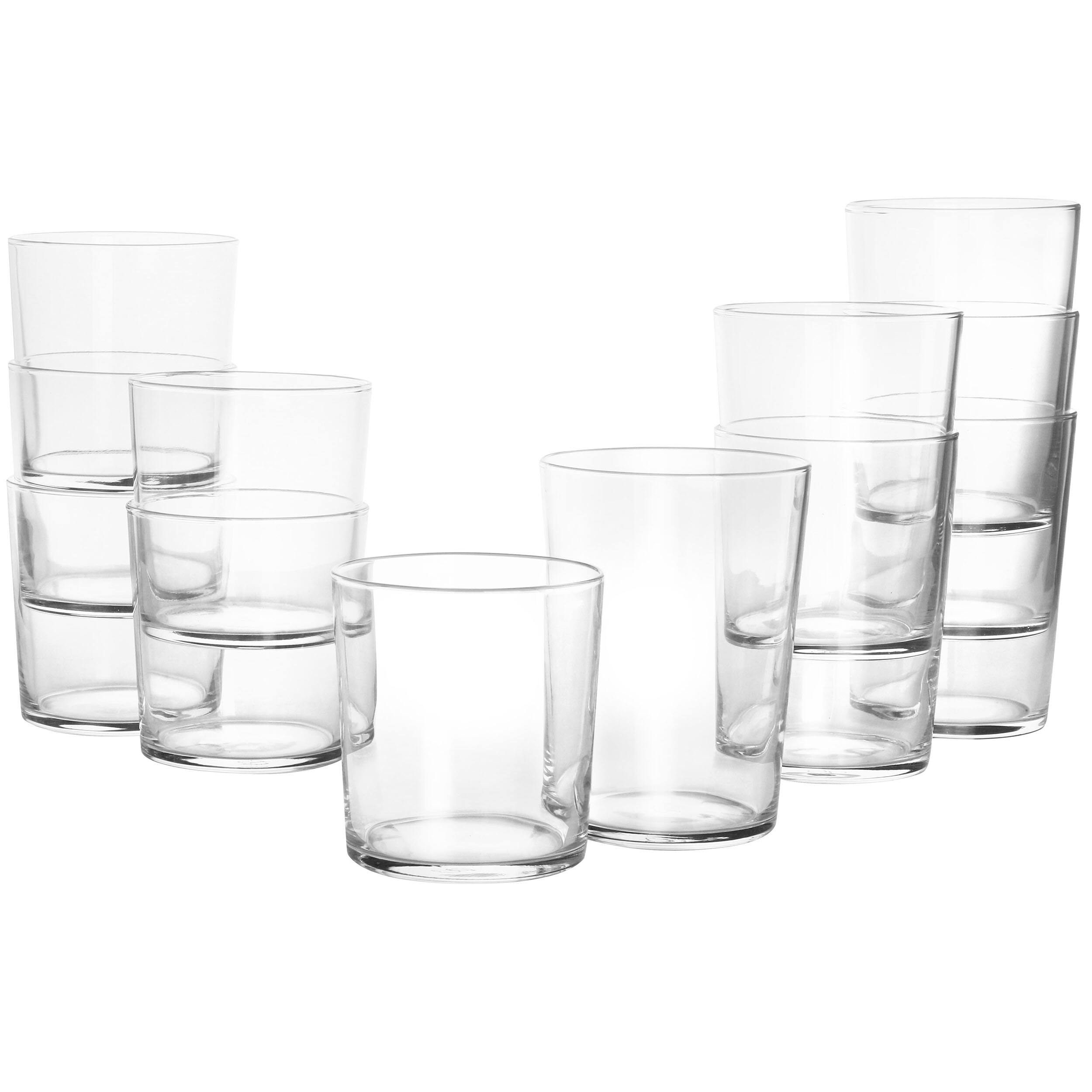 Front. Martha Stewart - Martha Stewart 12 Piece Bowey Double Old Fashion and Highball Glassware Set - Clear.