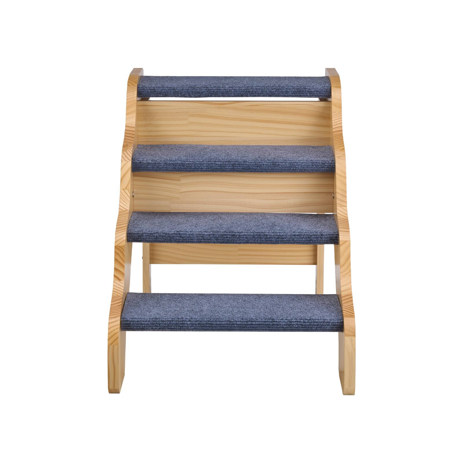 Alt View 5. VEVOR - Wood Pet Stairs, 4-Step Dog Stairs for High Beds, Sofa & Cars, 150lbs Load Capacity, Non-Slip Surface - Wood color.