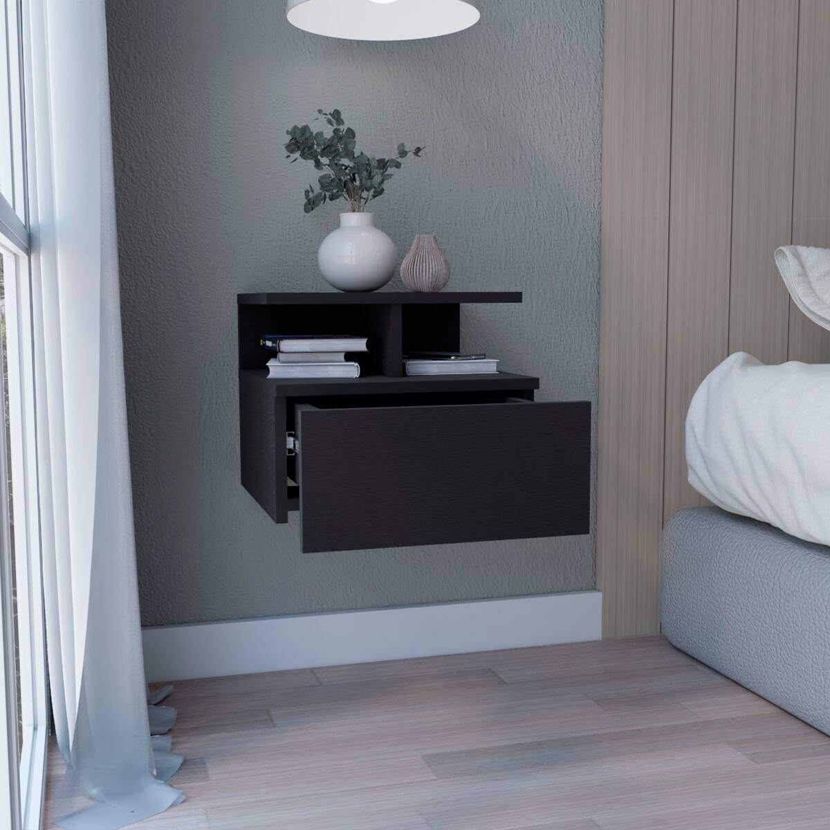 Loheer Floating Nightstand, Wall Mounted Bedside Table with Drawer and ...