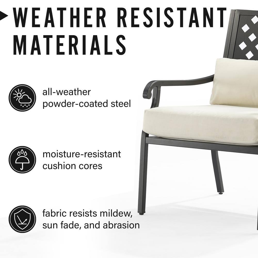 WEATHER RESISTANT MATERIALS

- all-weather powder-coated steel
- moisture-resistant cushion cores
- fabric resists mildew, sun fade, and abrasion