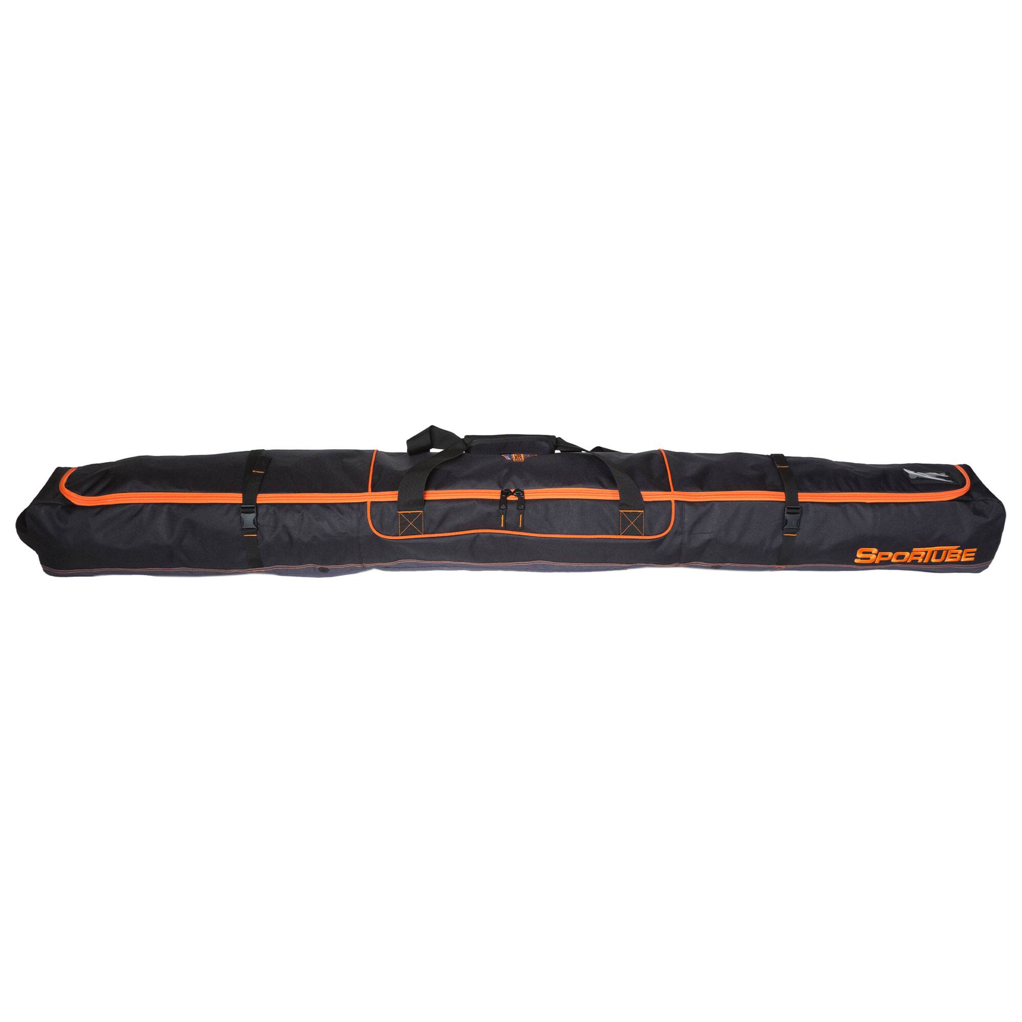 Alt View 4. Sportube - Sportube Traveler Padded 6 Foot Single Pair Ski & Pole Luggage Bag, Black/Orange - Black/Orange.