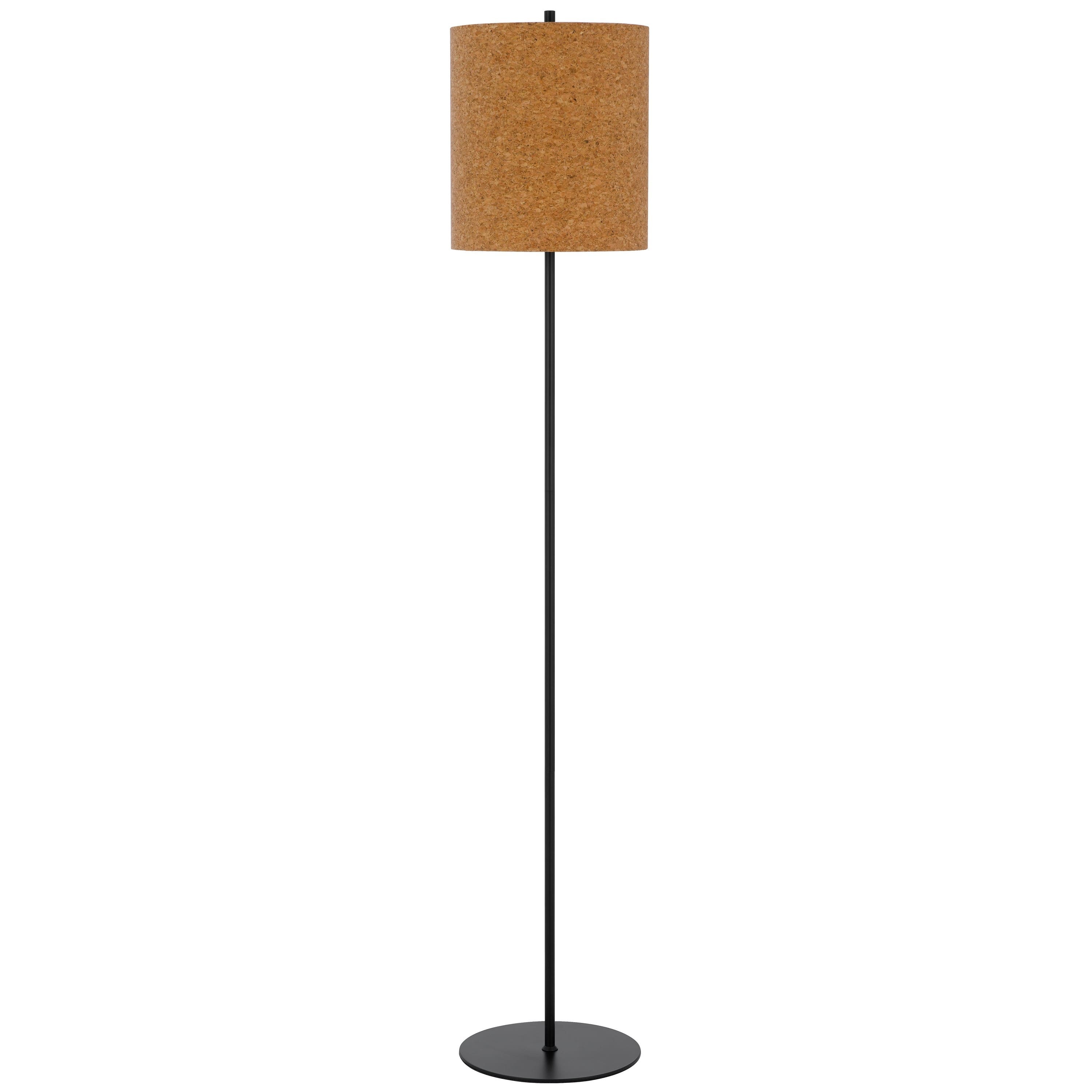 Manhattan Lane - Plue 63 Inch Floor Lamp, Pole w Round Base, Cork Drum Shade