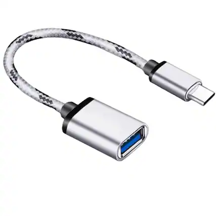 Front. Sanoxy - Type C USB-C 3.1 Male To USB 3.0 Type A Female OTG Converter Adapter Cord Cable (Silver) - Silver.