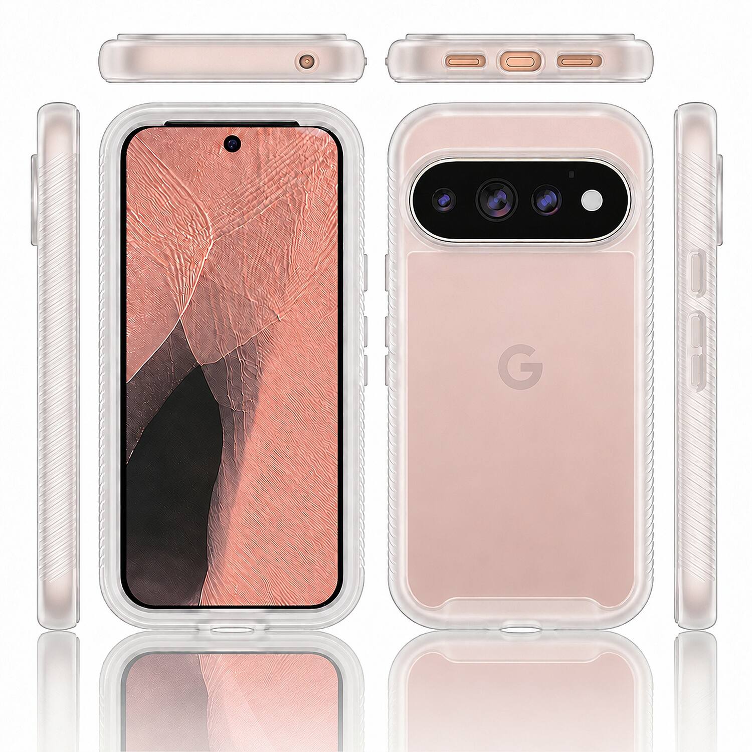 Angle. UUCOVER - Matte Translucent Case for Google Pixel 11 Pro XL, 360° Full Body Cover with Built-in Screen Protector Shockproof Case - Clear.