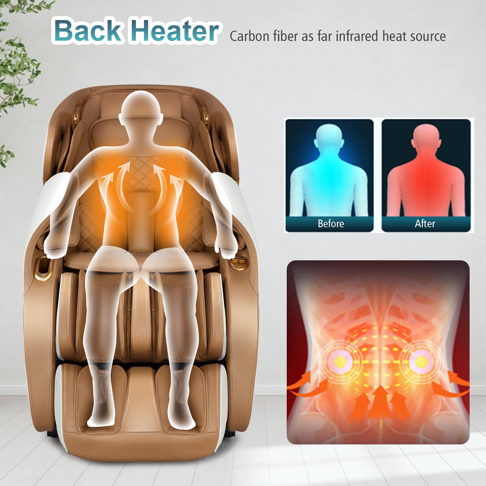Back Heater  
Carbon fiber as far infrared heat source  

Before  
After