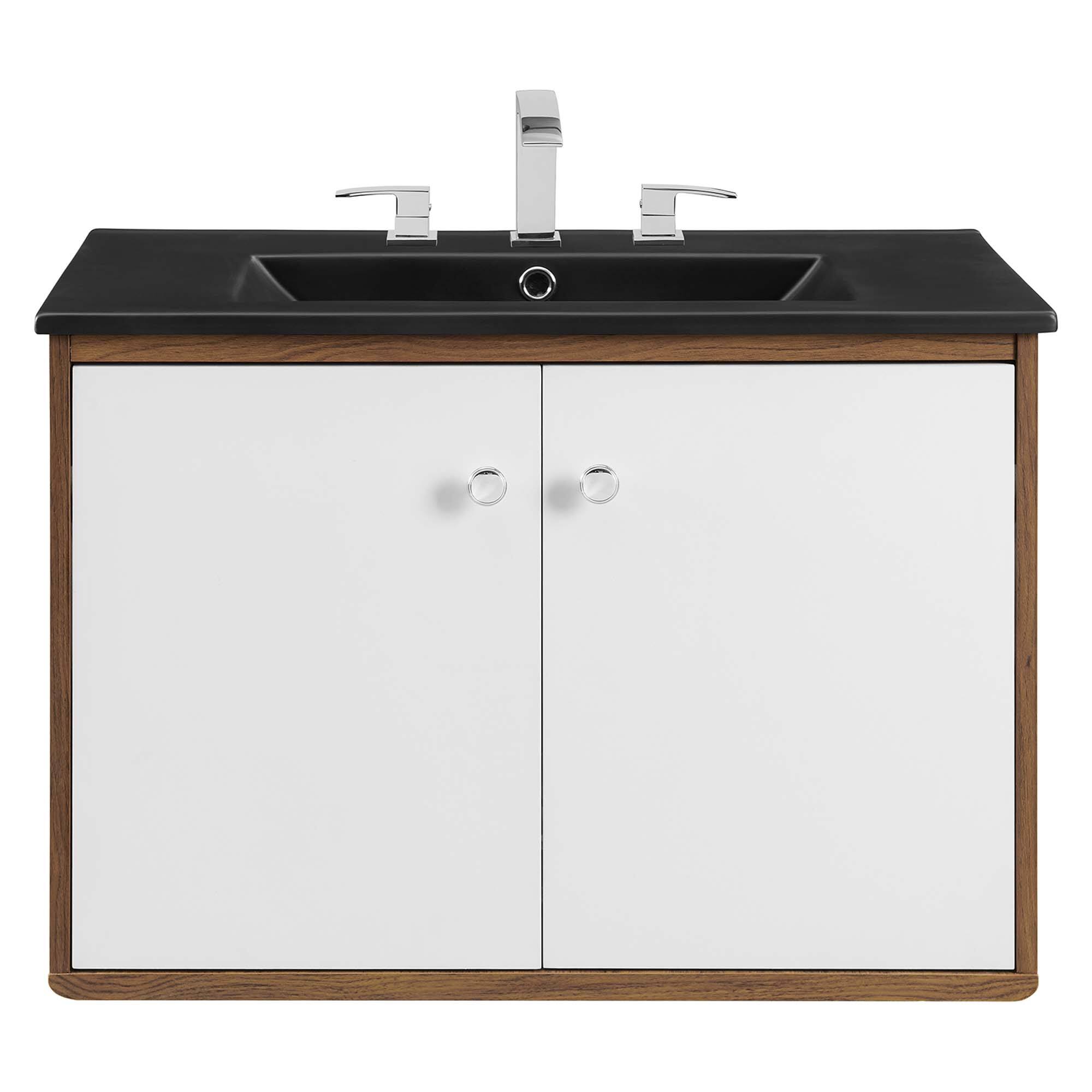 Alt View 3. Modway - Transmit Wall-Mount Bathroom Vanity Basin Included by Modway - Walnut Black.