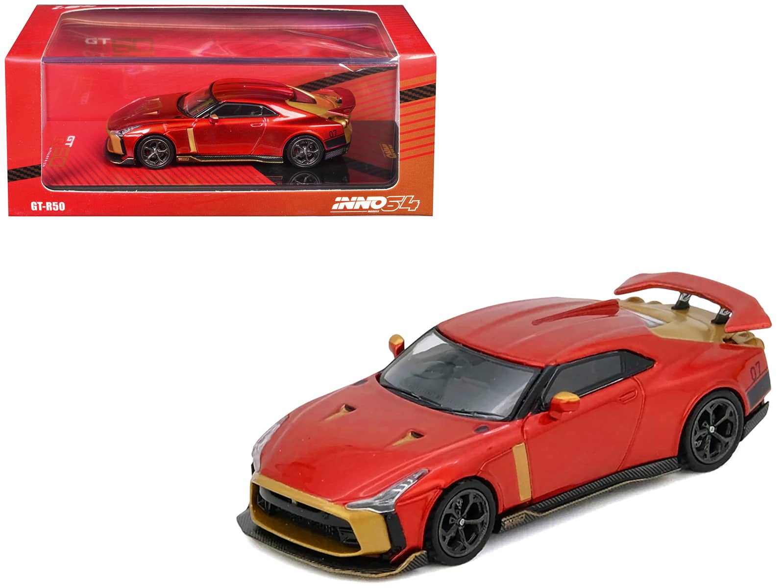 Nissan GT-R50 By ItalDesign Red Metallic with Gold Accents 1/64 Diecast Model Car by Inno Models price history on PriceWatchPro