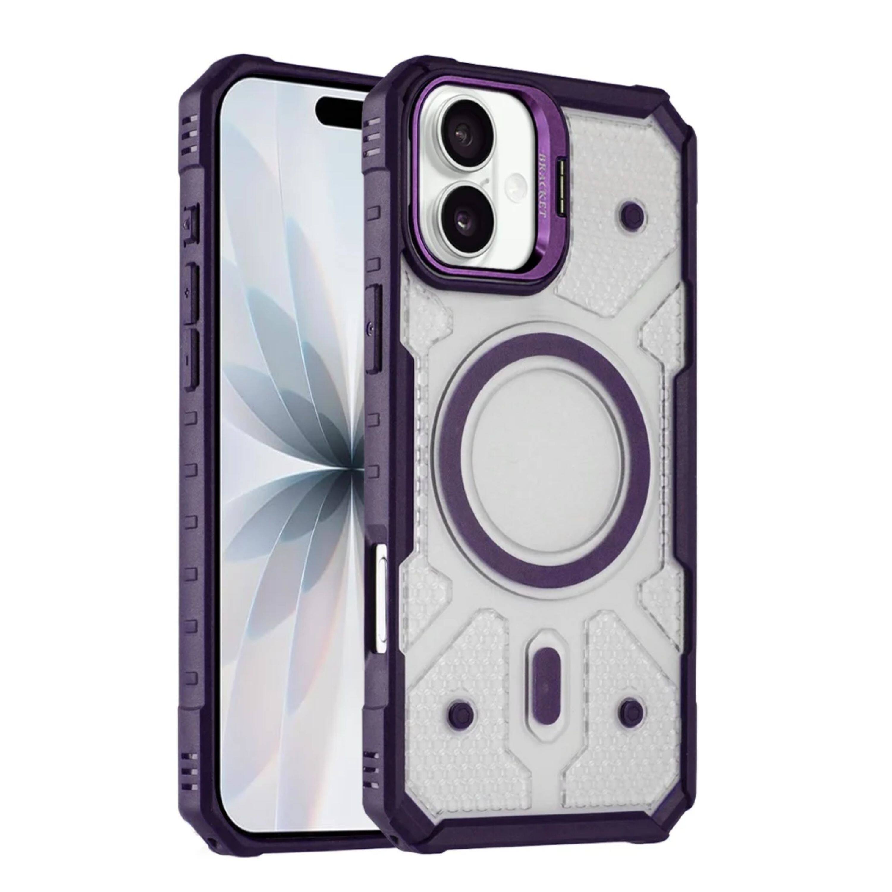 Kitcheniva - Rugged Camera Stand Phone Case With Magnetic Circle Tempered Glass For iPhone 17 - Dark Purple price history on PriceWatchPro