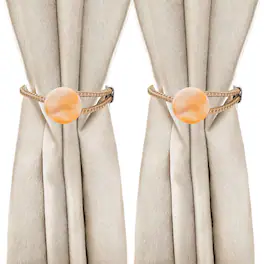 Unique Bargains - Premium 2pcs Rope Curtain Tiebacks with Buckle Decorative Holders for Home Office Thin Sheer Window Curtains - Rice wine
