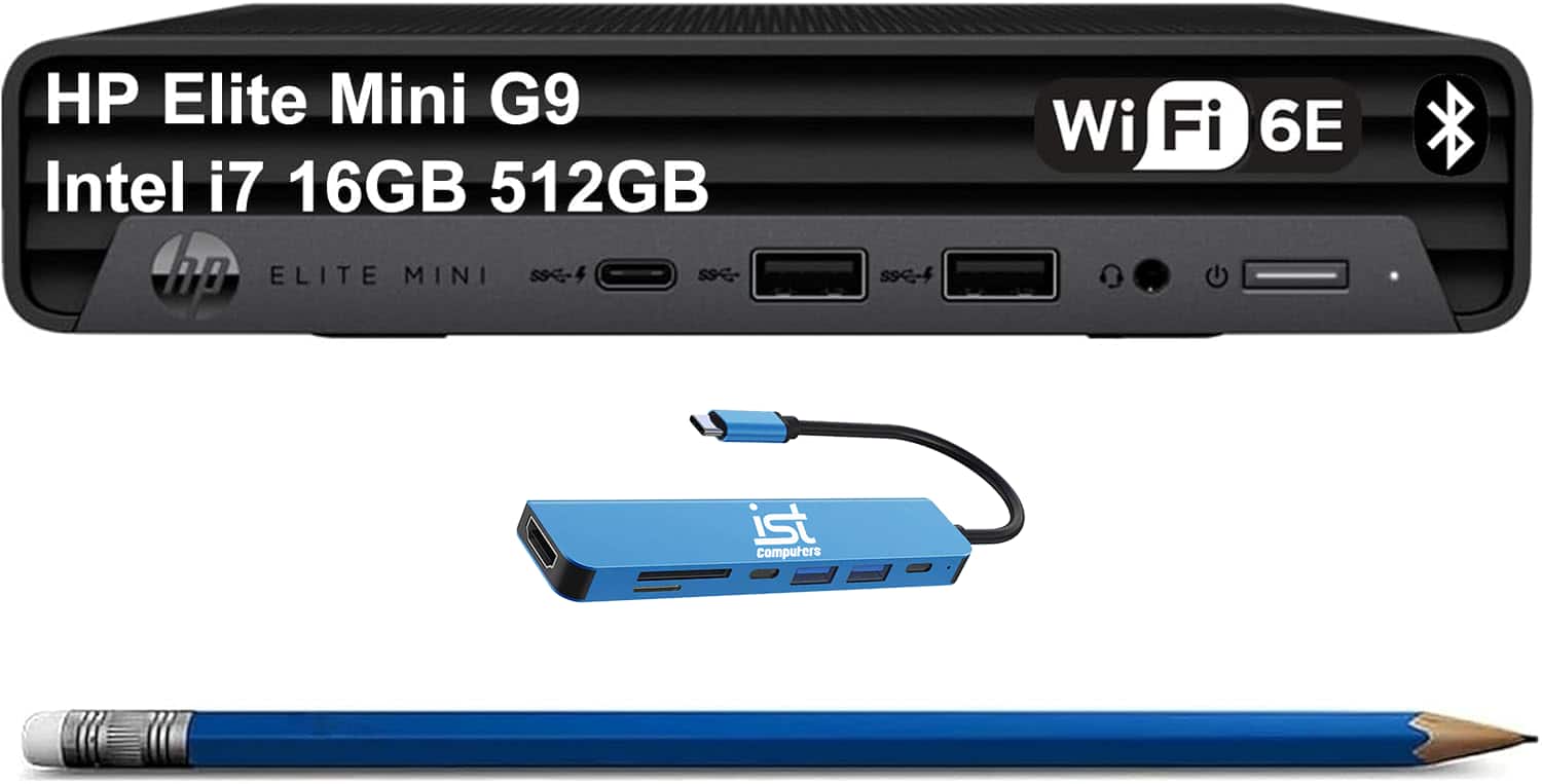 HP - Elite Mini G9 Business Desktop PC - Intel Core i7-12700T - 16GB DDR5 RAM - 512GB SSD - Intel UHD Graphics730 - Win 11Pro - Black