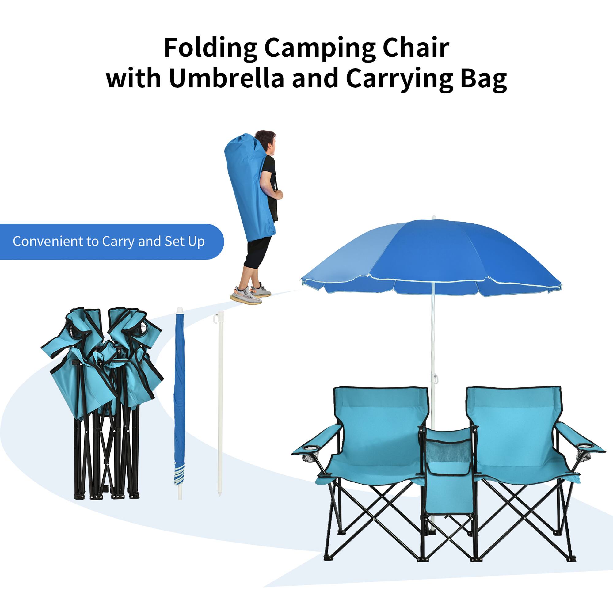 Folding Camping Chair with Umbrella and Carrying Bag: Convenient to Carry and Set Up