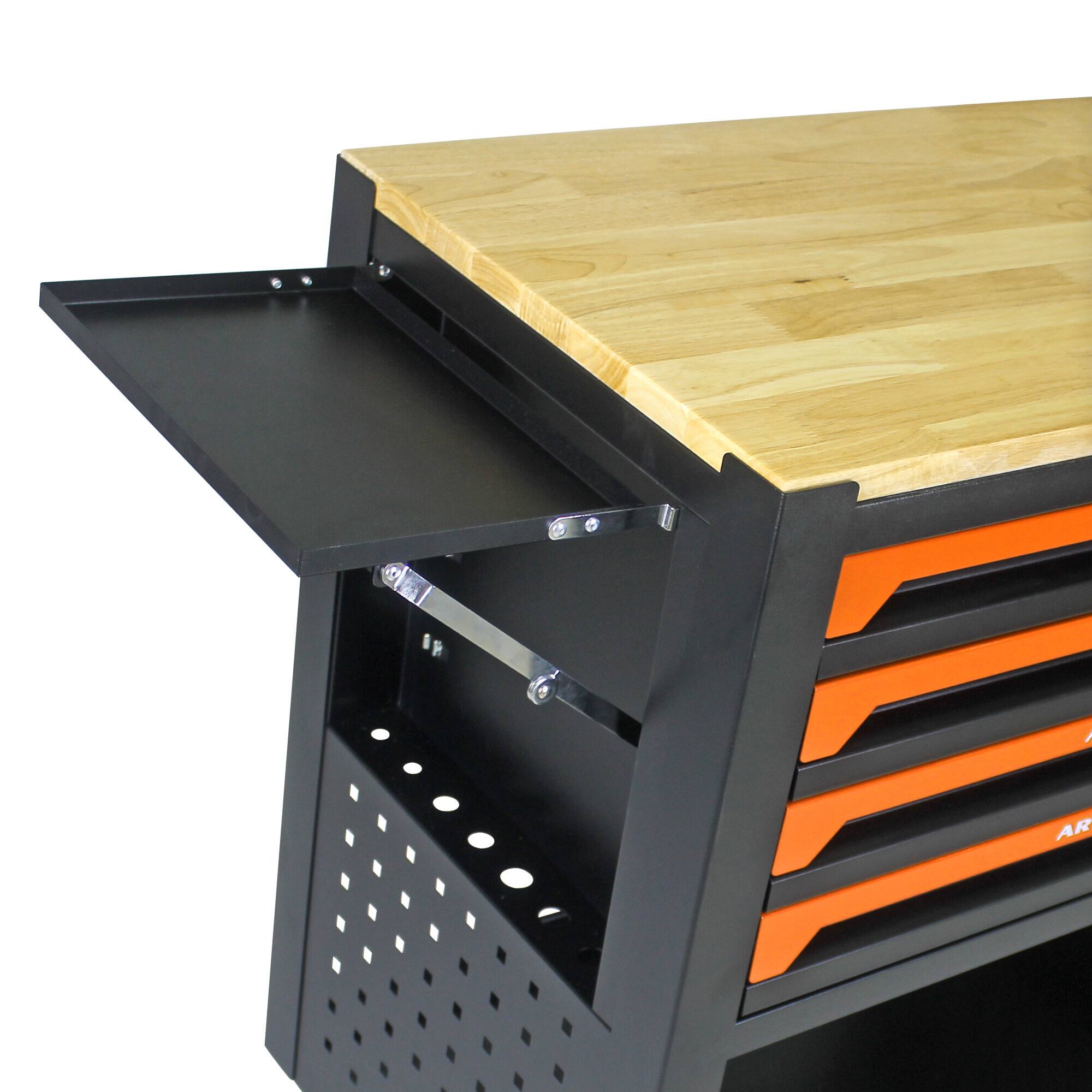 Alt View 5. LOVMOR - 4 DRAWERS MULTIFUNCTIONAL TOOL CART WITH WHEELS AND WOODEN TOP.