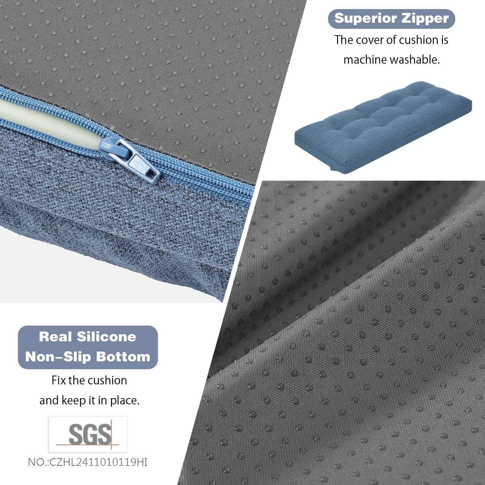 Superior Zipper  
The cover of cushion is machine washable.

Real Silicone Non-Slip Bottom  
Fix the cushion and keep it in place.

SGS  
NO.: CZHL2411010119HI
