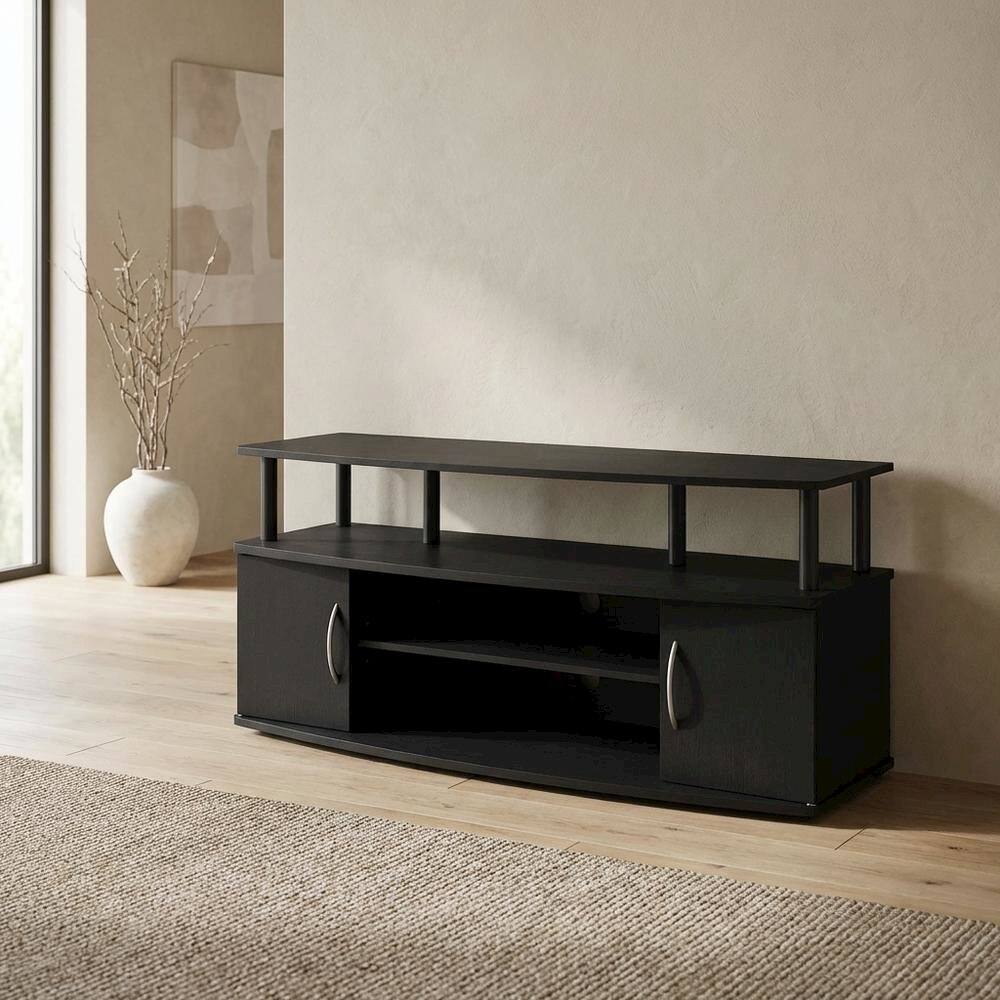 Left. FurniFact - Darkwood Large Entertainment Center for TVs up to 55 inches with Storage - Darkwood.