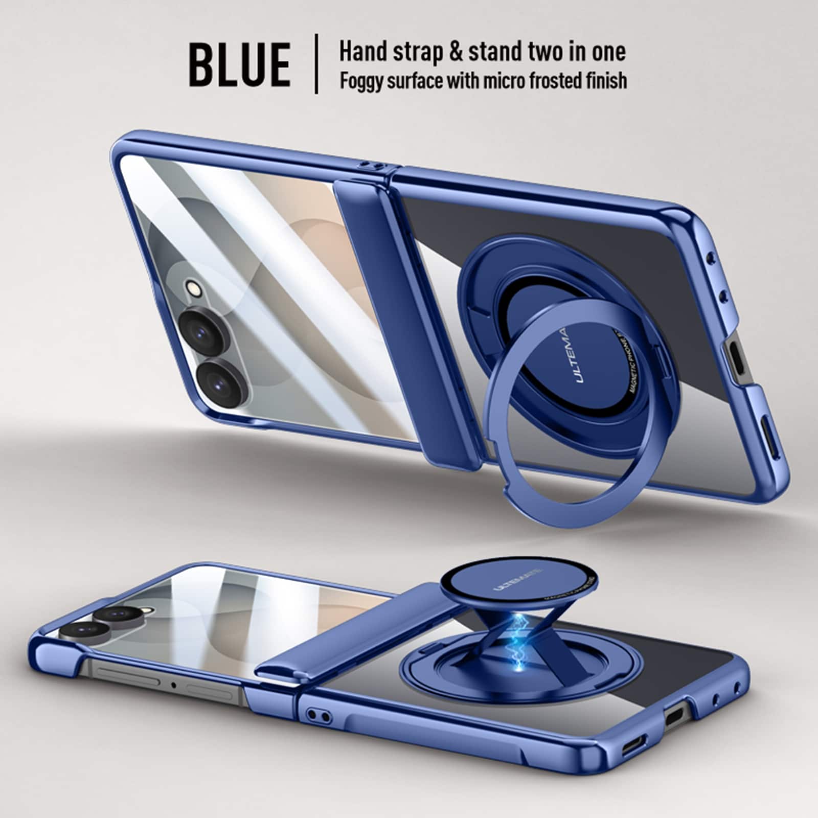 Dteck - Shockproof Magnetic Case for Samsung Galaxy Z Flip8, 2-in-1 Kickstand Rigid Plastic Cover with Built-in HD Glass Screen - Blue price history on PriceWatchPro