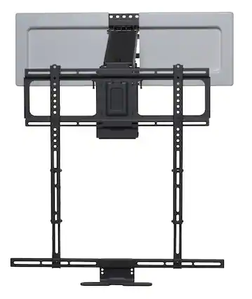 Front. MantelMount - MM540 Above Fireplace Pull Down TV Mount for 44"–80" TVs to 90 lbs, Patented Heat Sensor Handles & Auto-Straightening - Black.