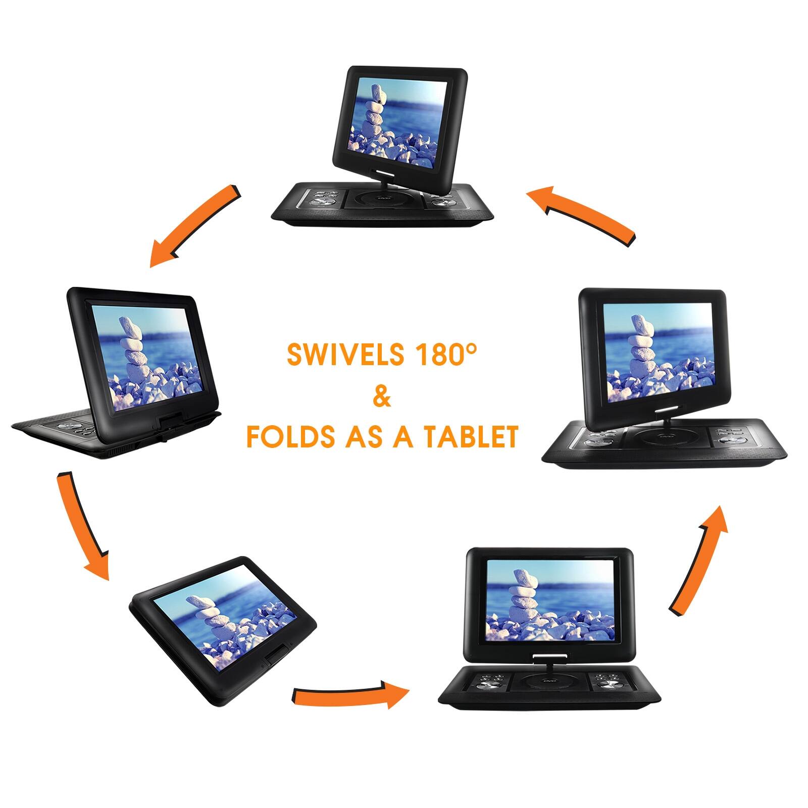 SWIVELS 180° & FOLDS AS A TABLET