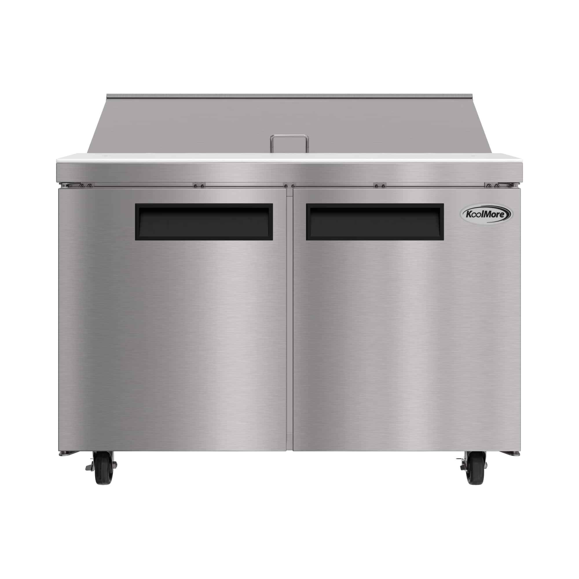 Koolmore - 46 in. Commercial 2-Door Refrigeratd Salad and Sandwich Prep Table, 12 Pan Capacity and 14 Cu. Ft. of Storage - Stainless Steel