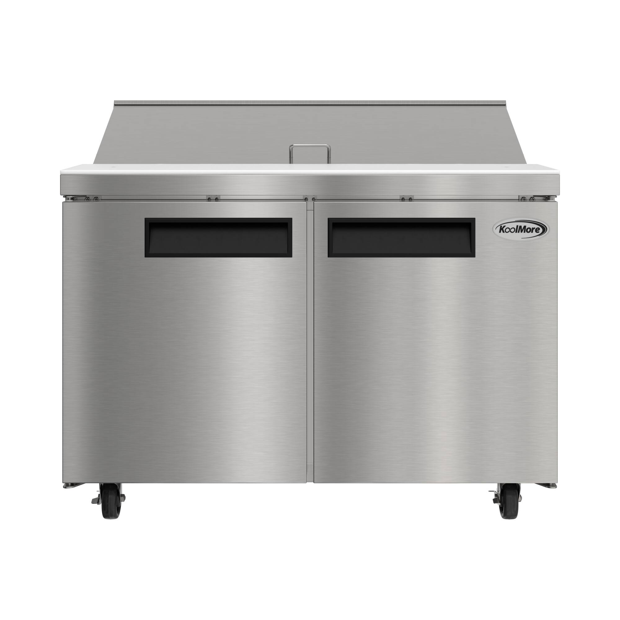 Front. Koolmore - 46 in. Commercial 2-Door Refrigeratd Salad and Sandwich Prep Table, 12 Pan Capacity and 14 Cu. Ft. of Storage - Stainless steel.