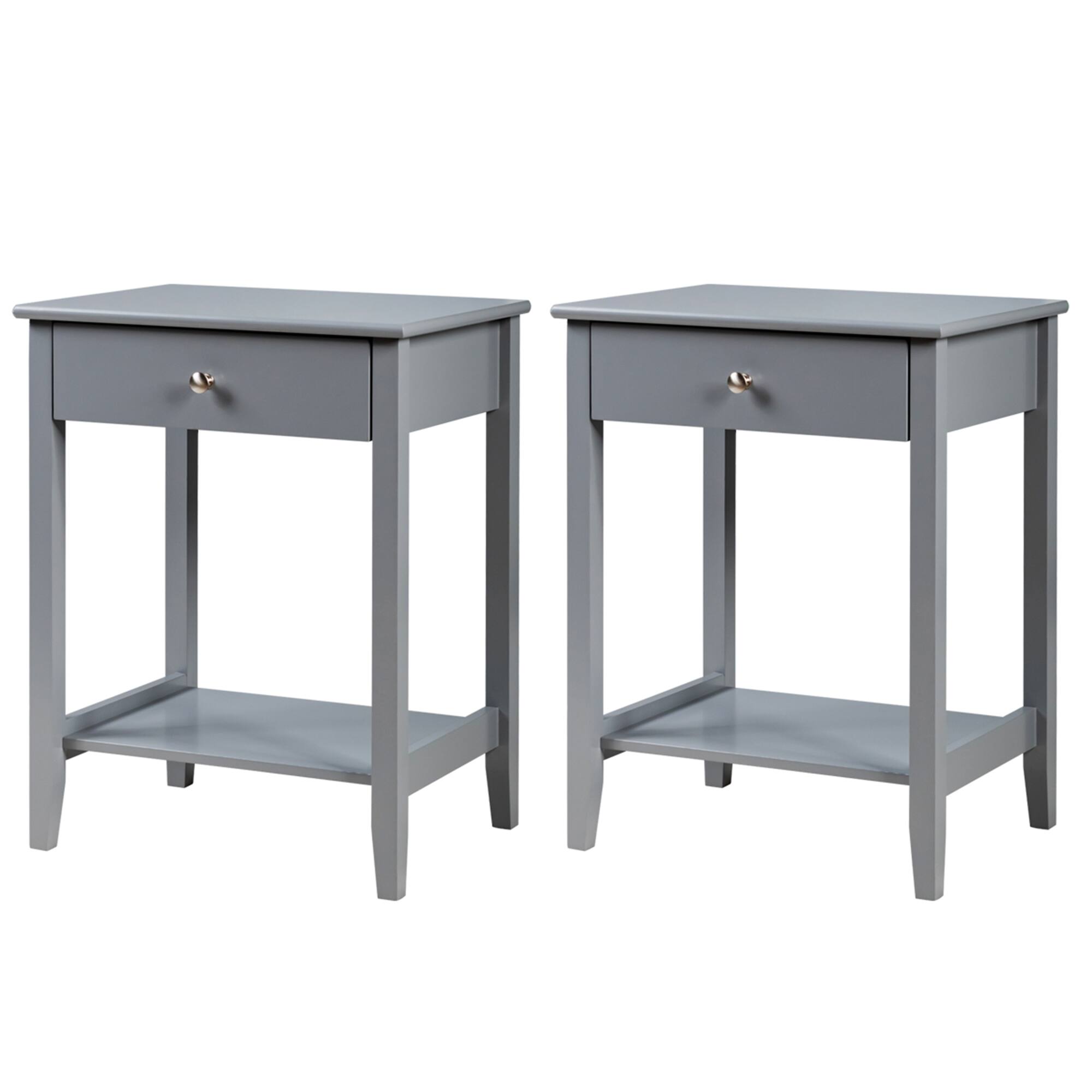 Alt View 2. Gymax - Gymax 2PCS Nightstand Sofa Side End Table Bedroom Living Room w/ Shelf Drawer Grey - Grey.